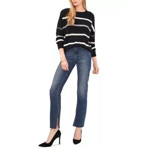 Vince Camuto Crewneck Sequin-Stripe Sweater NWT M
